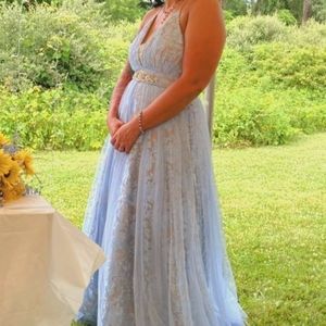 Sky blue wedding dress